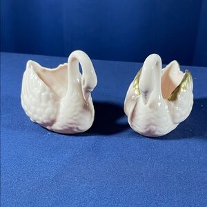 Two Lenox Pink Swans One With Gold Trim